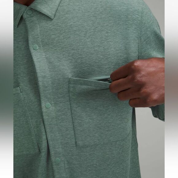 Lululemon Men’s Soft French Terry Knit Overshirt Green Size XL - Picture 3 of 14